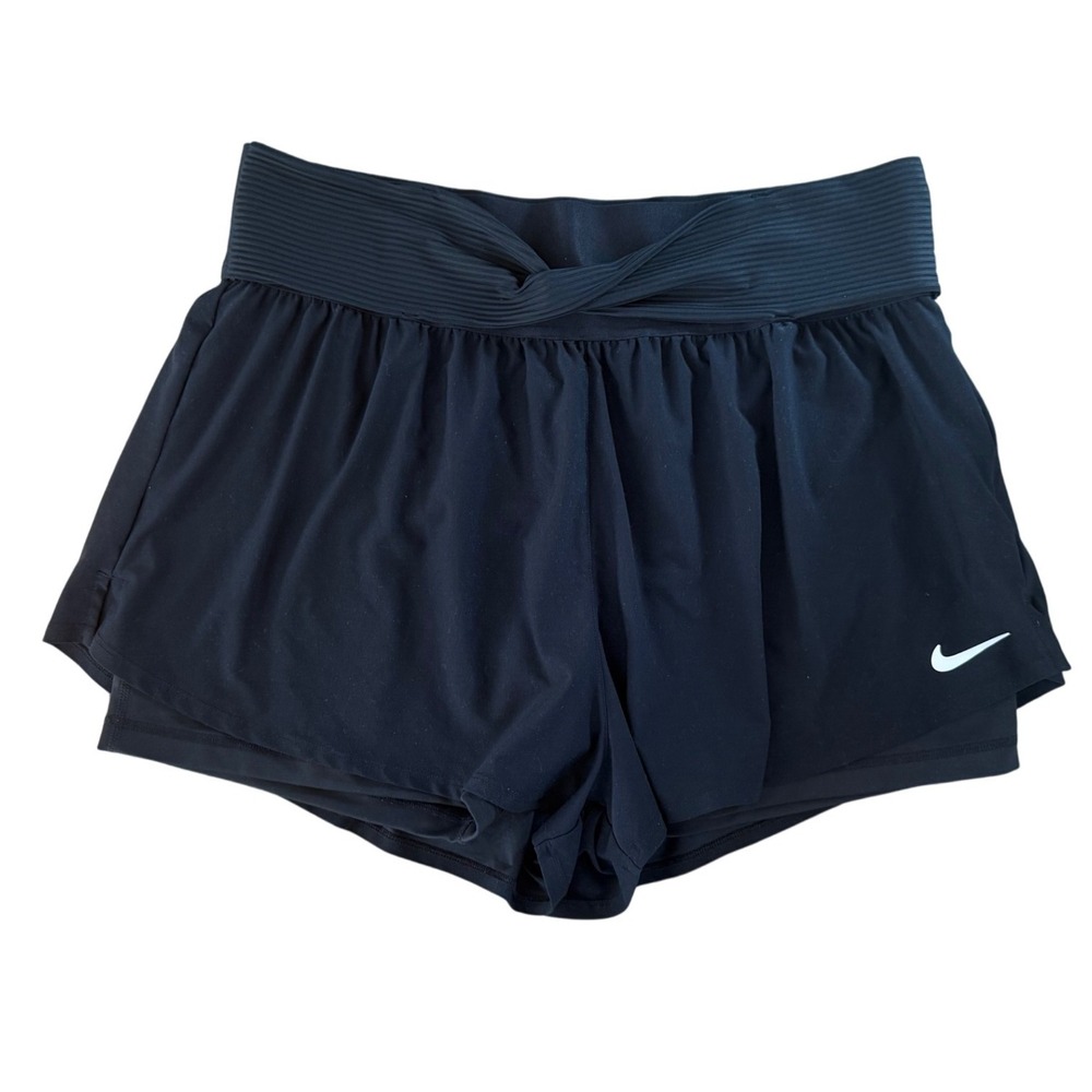 Nike Court‎ Dri fit Women Black Tennis Shorts Athletic Workout Gym Performance